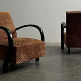 Paire de fauteuils en velours art déco