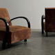 Paire de fauteuils en velours art déco