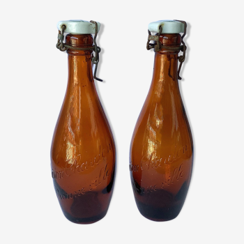 Old bottles of bistro sparkling water