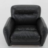 1970s Armchair in Black Leather, Italy