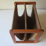Aksel Kjersgaard teak and suede leather magazine rack 1960