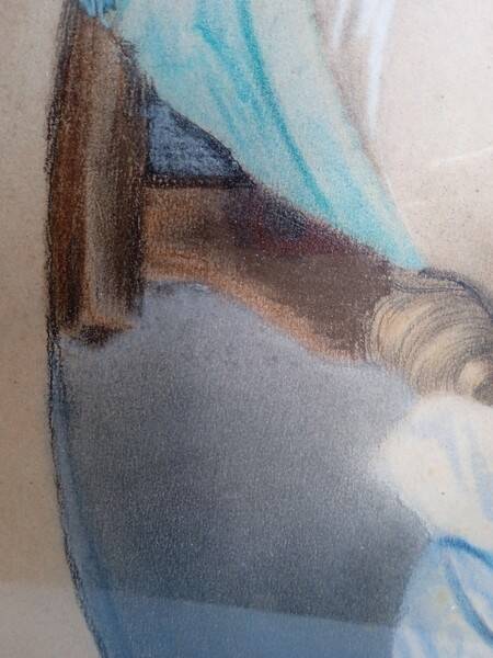 Pastel painting portrait young girl XIXth signed