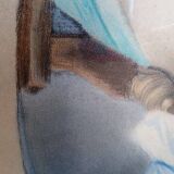Tableau pastel portrait jeune fille XIXth signé