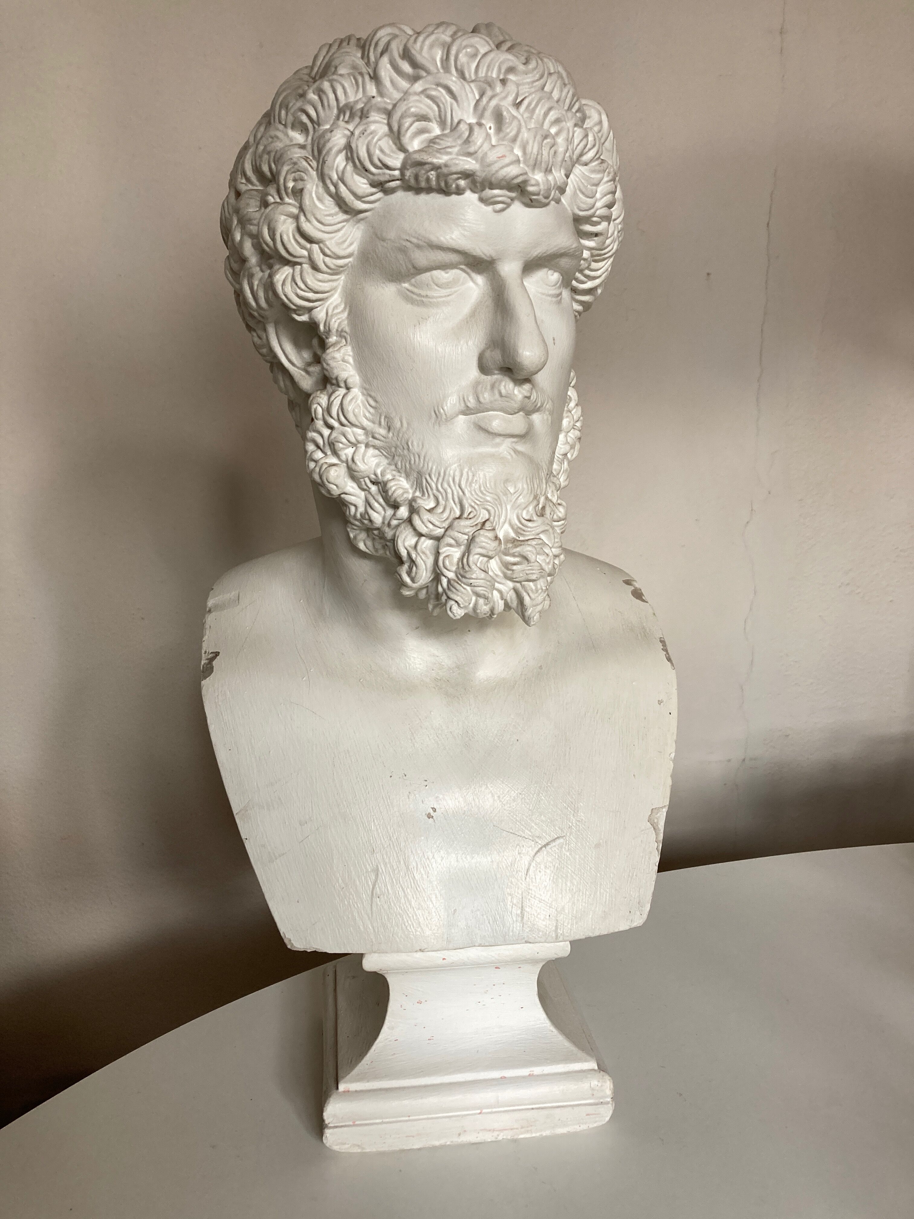 Greco-Roman bust in full plaster of Emperor Lucius Verus Borghese collection