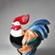 Polychrome porcelain rooster subject Hahn Georges Selim for Goebel Germany 1984