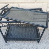Vintage rattan server with XL serving tray circa 1960