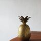 Mid-Century Gold Brass Candleholder Pineapple