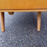 Vintage oak and rattan wardrobe