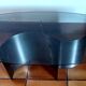 Table basse, acier brossé & verre circa 1970