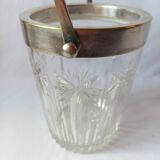 Cut crystal ice bucket, silver-plated metal, marked, cooler service.