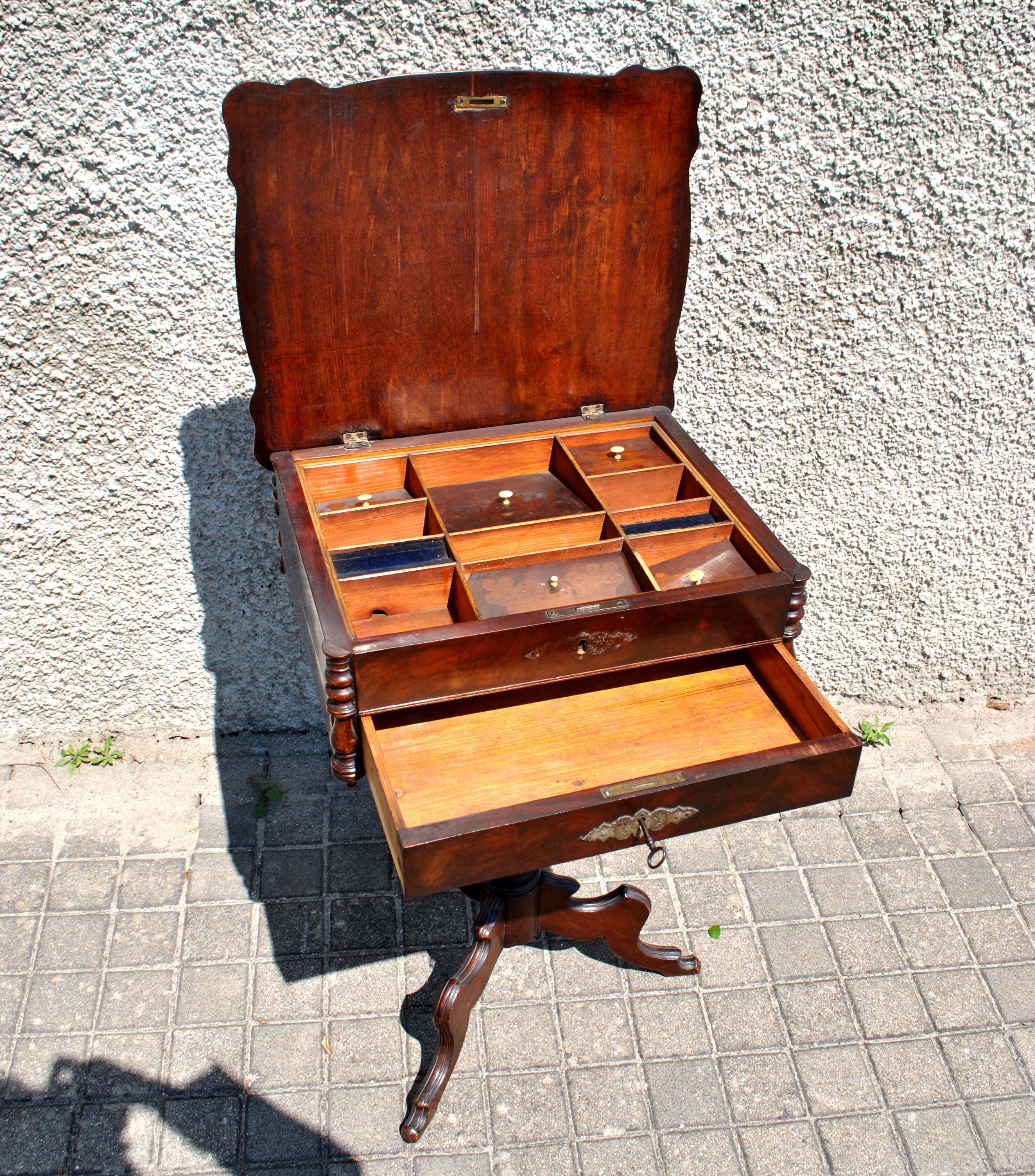 Napoleon III wooden compartment work cabinet Jewelry box
