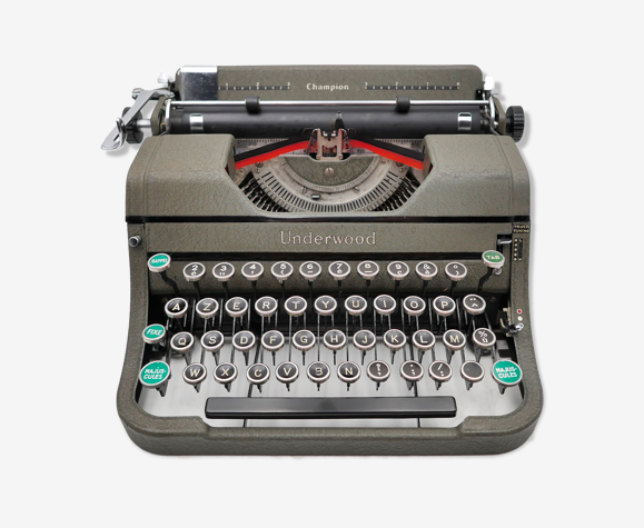 Machine à écrire Underwood Champion verte USA révisée ruban neuf 1940