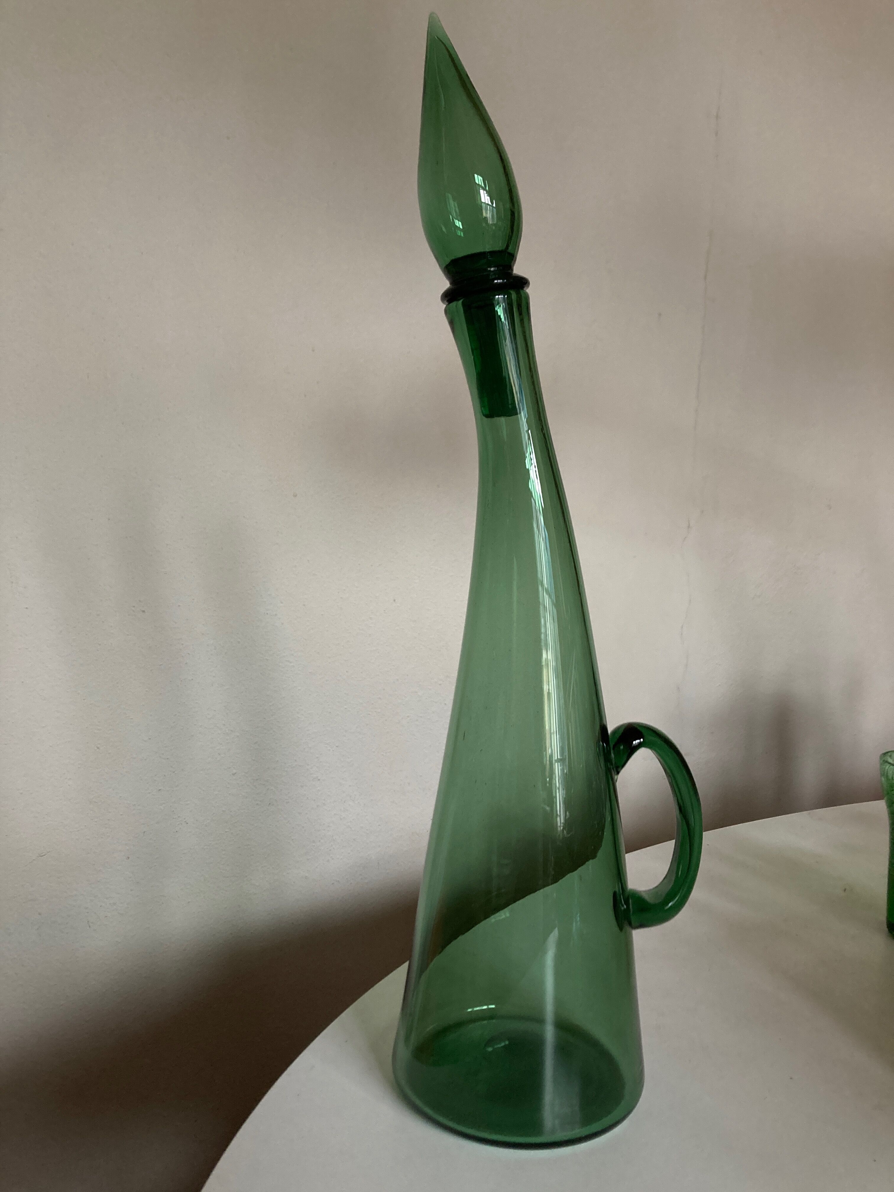 Carafe XXL in Empoli glass Italian work 1960