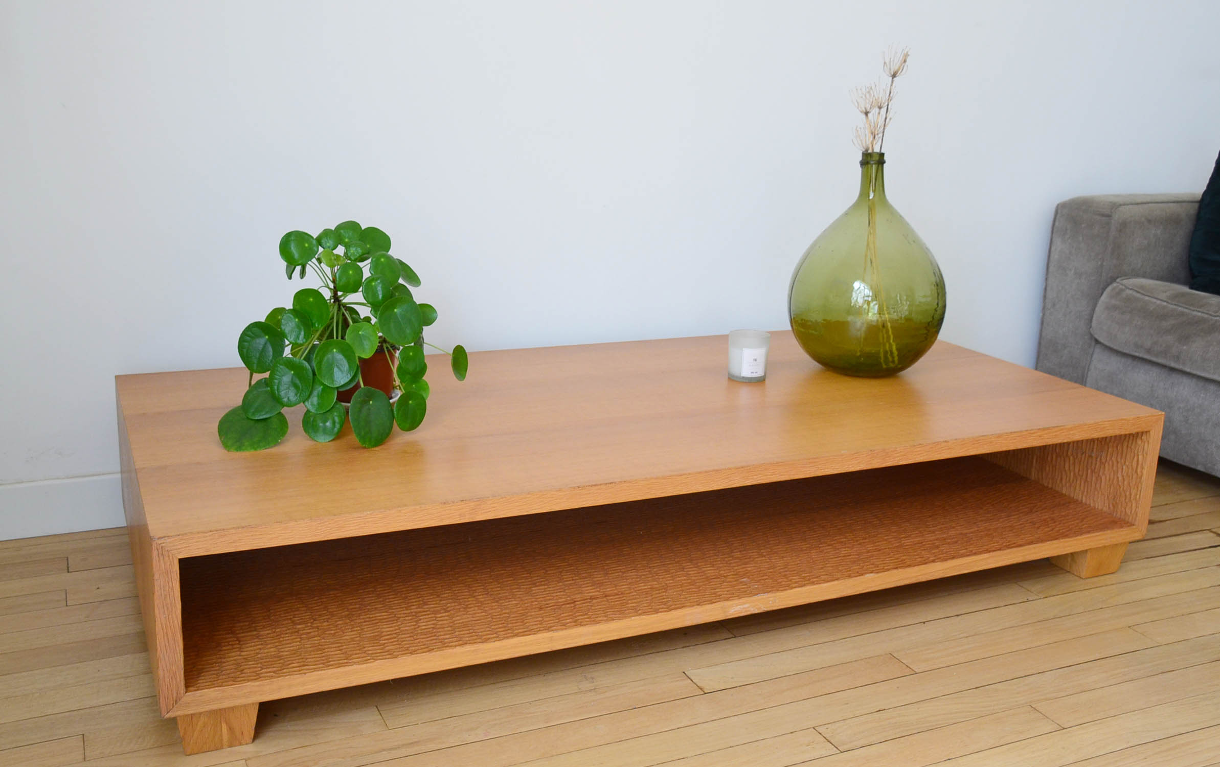 Coffee table Ecart International by Andrée Putman model "crossing" oak wood