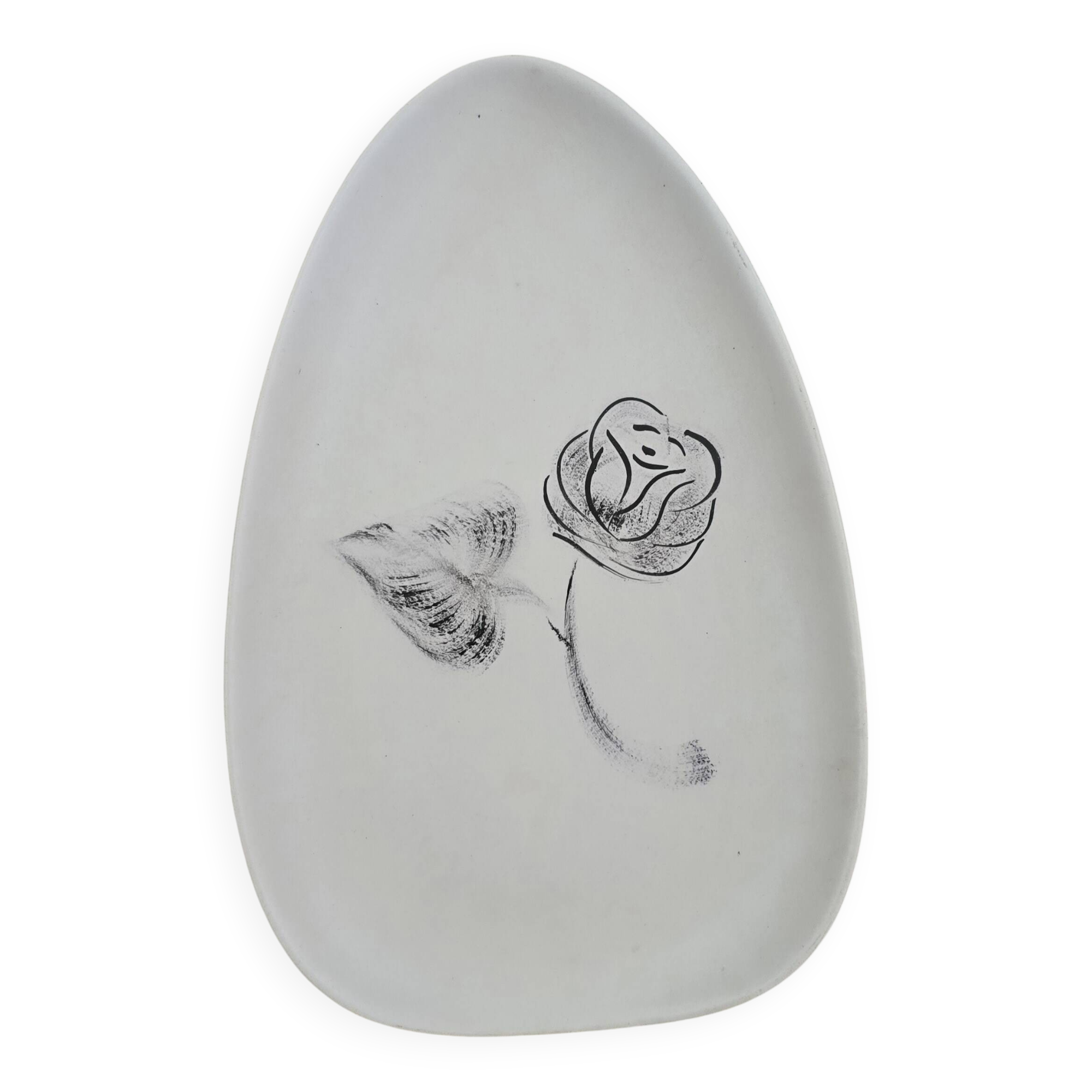 Vintage Niderviller dish, Black Rose model