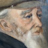 Oil on canvas Portrait of an old man in a beret