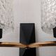 Pair of double wall lights in bubbled glass by Maison Arlus, France circa 1960.