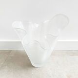 White folded glass vase