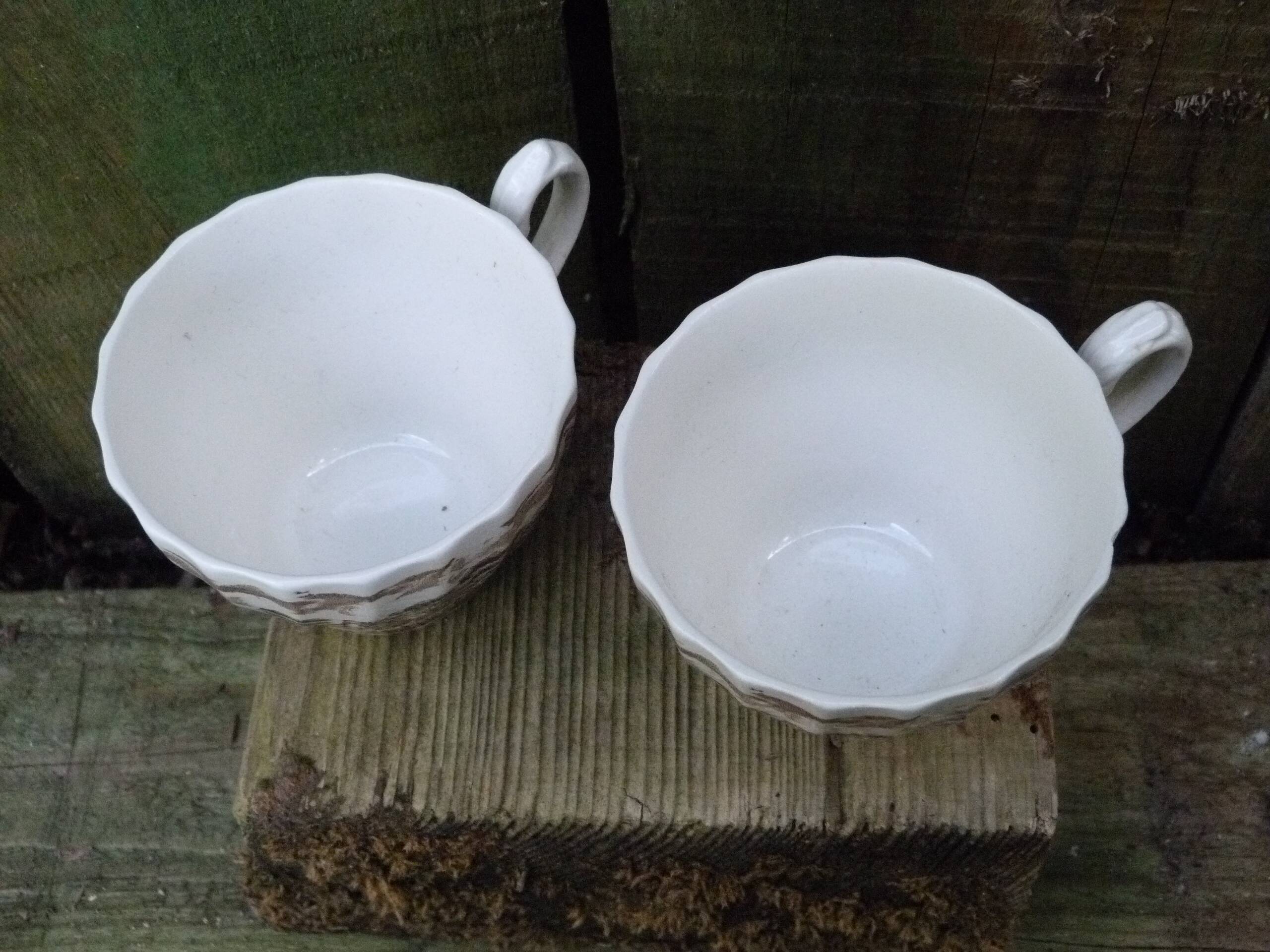 Set of 2 English porcelain cups with horse motifs