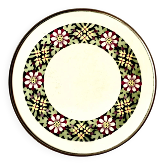 Ancien dessous de plat en céramique - décor floral