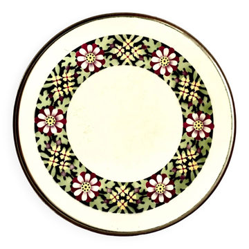 Antique ceramic trivet - floral decoration