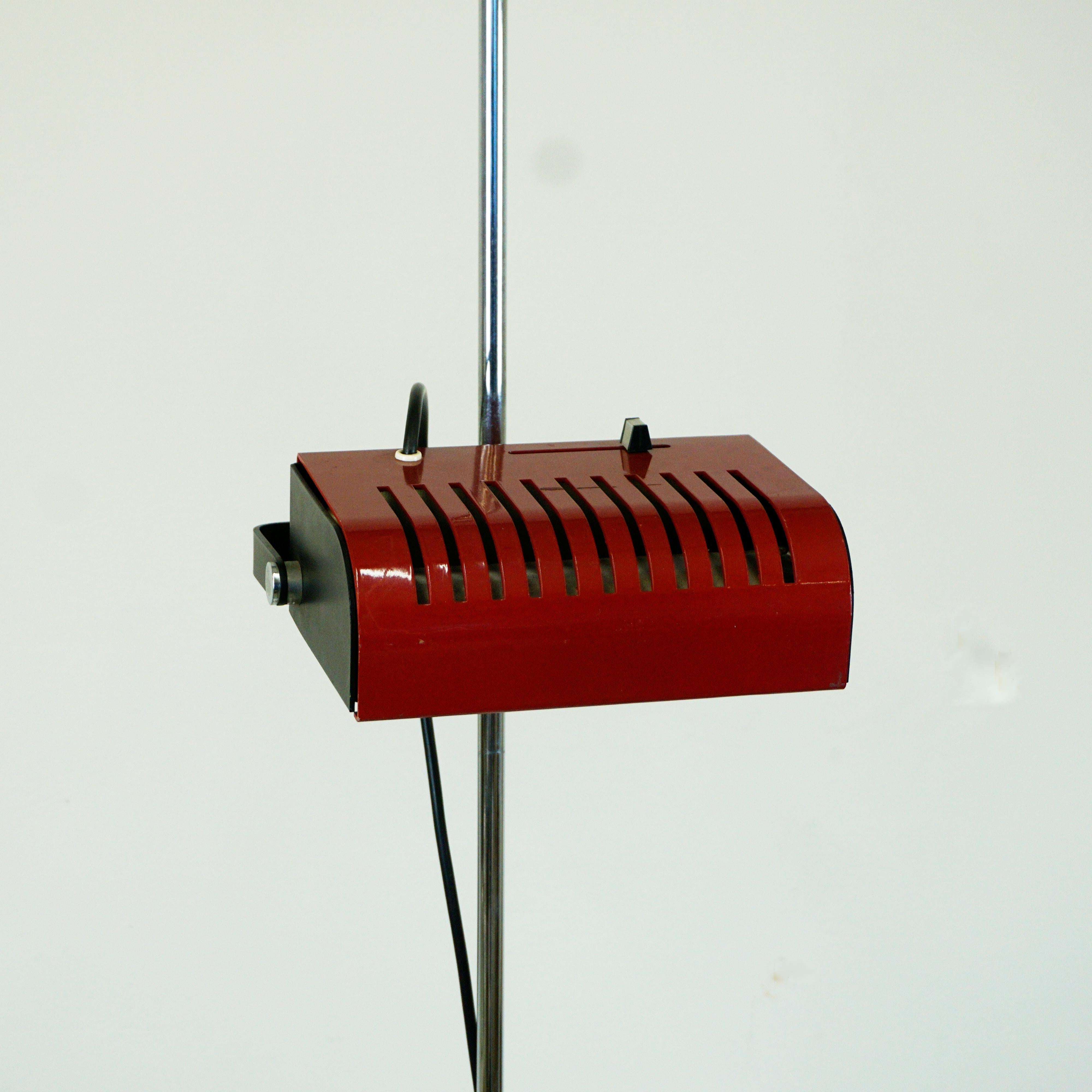 Red Italian Space Age Adjustable Spot Floor Lamp