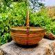 Large rattan basket brass Gabriella Crespi 1960s