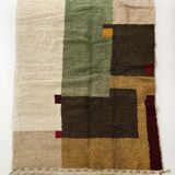 Moroccan Berber boujaad ecru carpet with colorful patterns 255x175cm