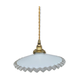 Serrated opaline hanging lamp