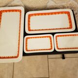 Set of 4 rectangular vintage orange dishes