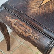 Vintage coffee table in marquetry wood, Louis XV style, 70 x 34 x 52 cm