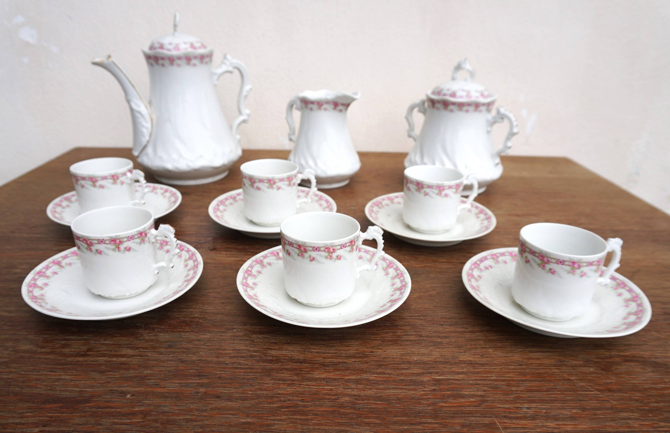 Limoges porcelain coffee service for Maison Baritel Lyon circa 1900