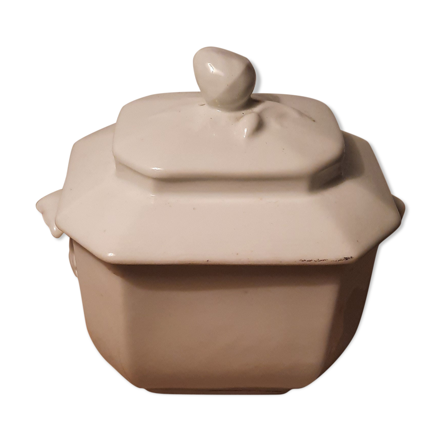 Old white porcelain sugar bowl
