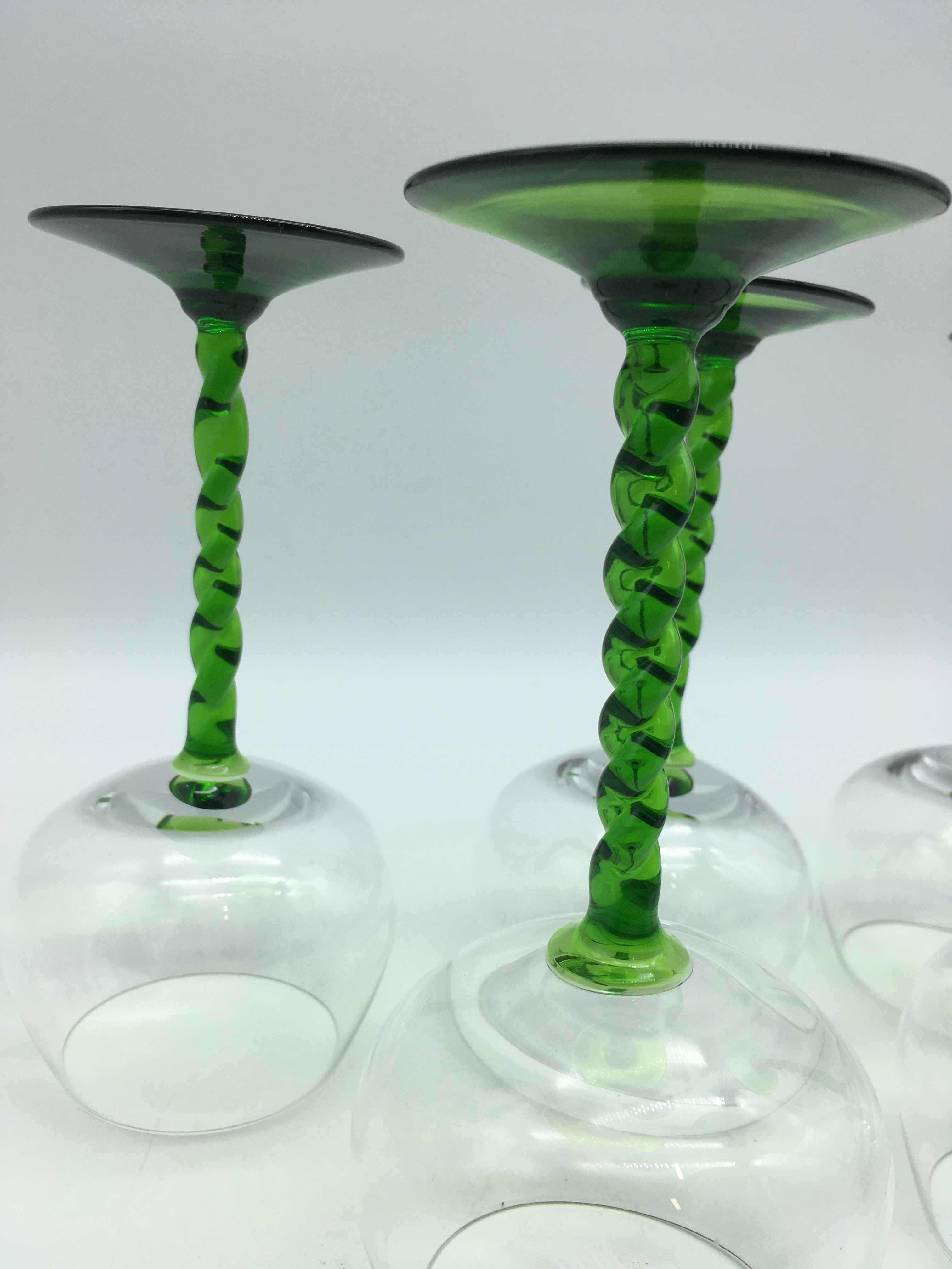 6 wine glasses with crystal twisted foot