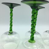 6 wine glasses with crystal twisted foot