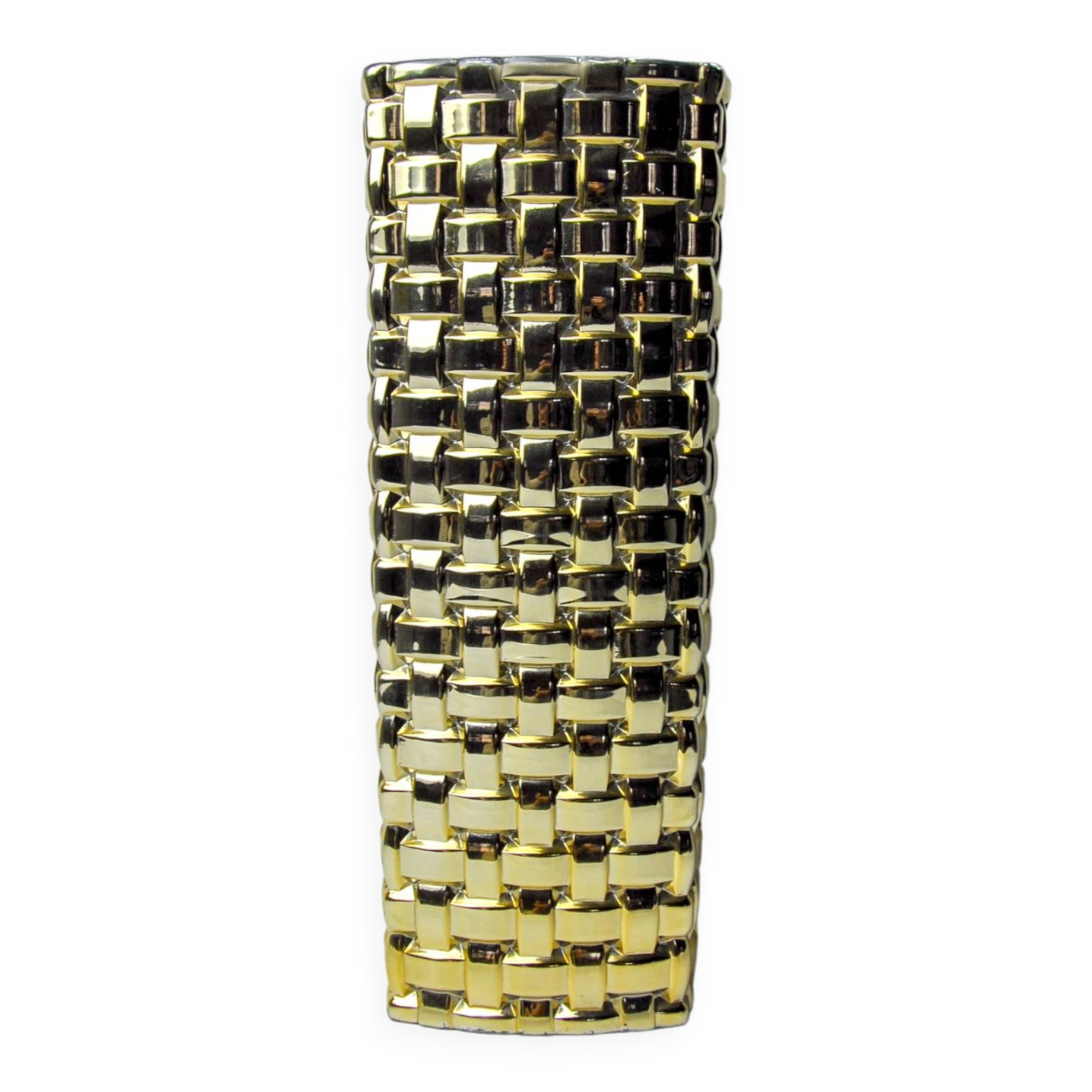 Golden Bamboo effect glass vase by Nachtmann, Germany, 1980