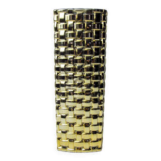 Golden Bamboo effect glass vase by Nachtmann, Germany, 1980