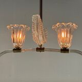 Venetian chandelier in clear Murano glass and brass circa 1950