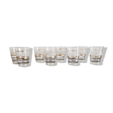 8 verres avec bande granité blanc et liserés doré année 50