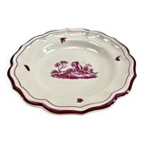 Ancien plat rond creux Gien modèle Paysage rose 1938/1960