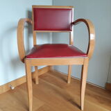 Red skaï bridge armchair