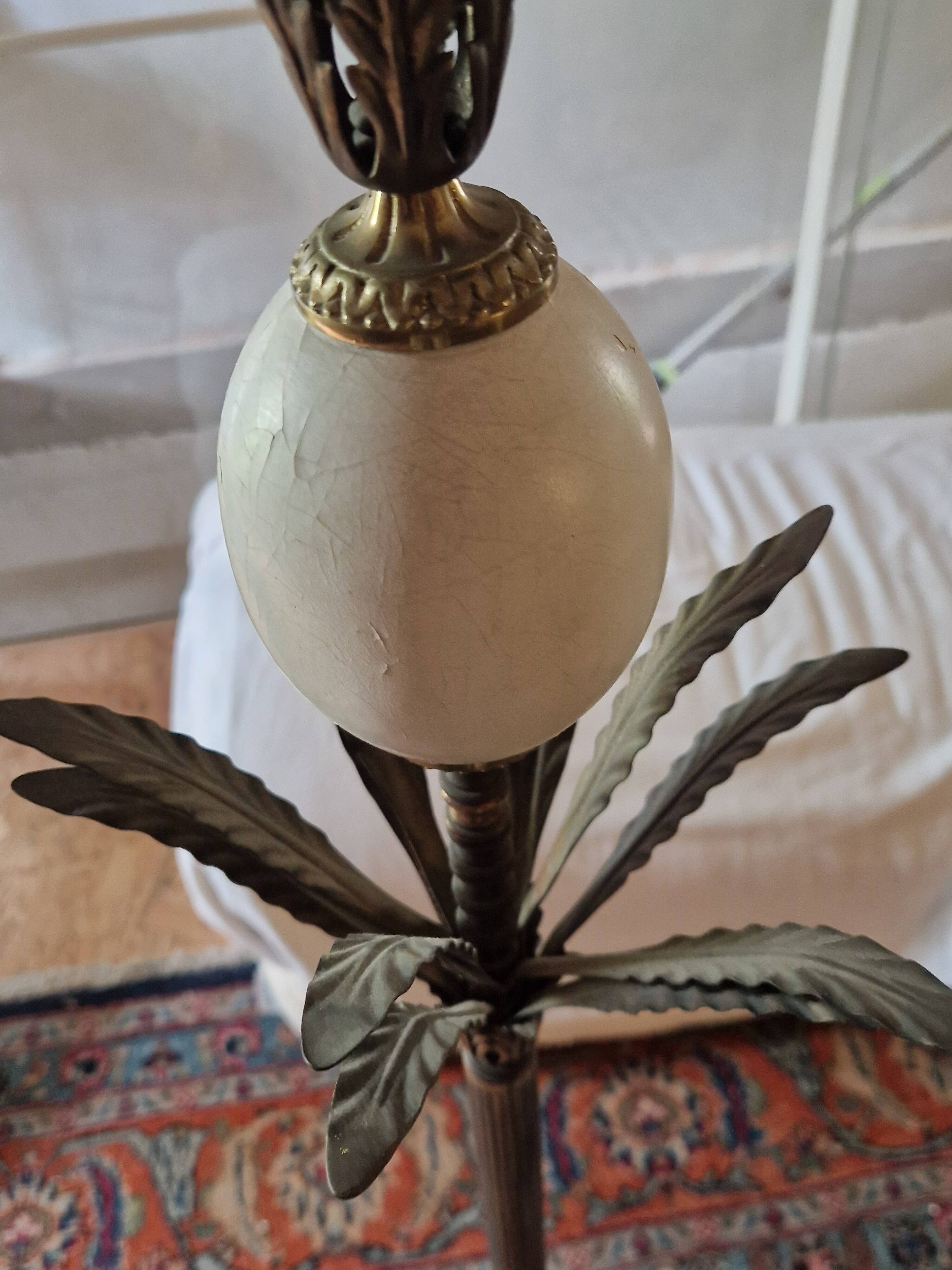 Lampe oeuf d'autruche et ananas style Jansen