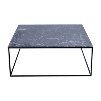 Square coffee table in grey marble Emperdor L90xP90xH40, black base.