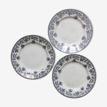 3 assiettes plates en terre de fer modèle "Jane" Saint Amand