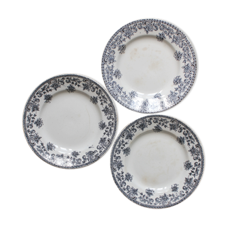 3 assiettes plates en terre de fer modèle "Jane" Saint Amand