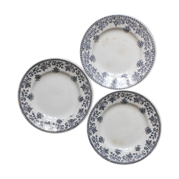 3 flat ironware plates, "Jane" model, Saint Amand