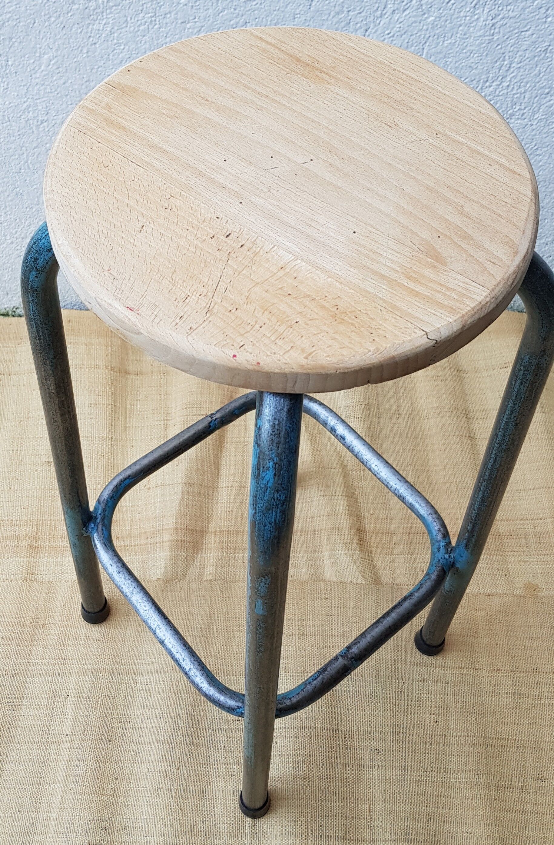 High wood and metal stool