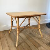 Table basse en rotin et bambou années 60