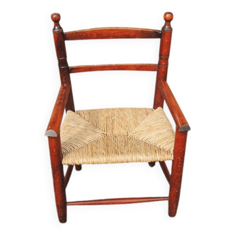 Ancien Fauteuil Paillé Pour Enfant