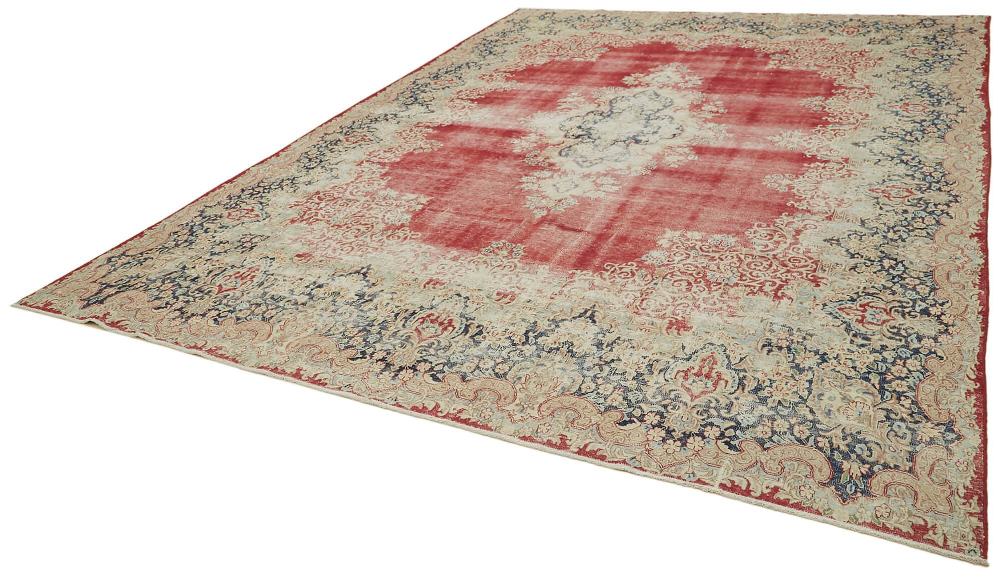 Hand-knotted persian antique 1970s 298 cm x 385 cm beige wool carpet